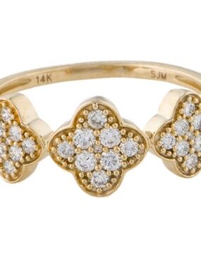 14K Diamond Clover Ring